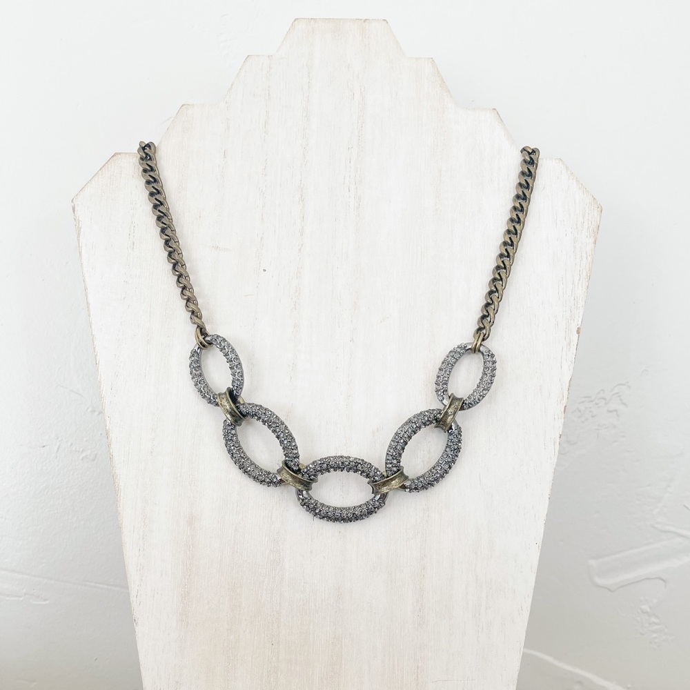 LOFT Gunmetal Pavé Chain Link Necklace